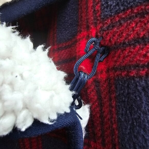 Jachs Girlfriend Plaid Blue Red Sherpa Cardigan Sweater Jacket, Size Medium - Picture 5 of 10